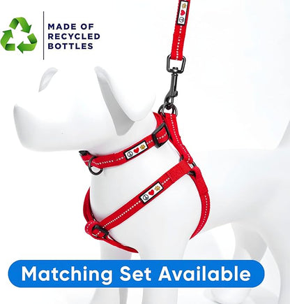 Pawtitas Recycled Reflective Step-in Dog Harness – Adjustable No-Pull Vest for Puppies to Seniors, Safe & Comfortable XS Red
