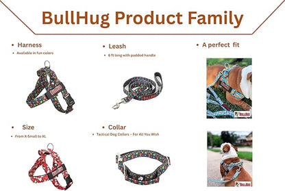 BULLHUG 6 FT Bulldog Leash with Padded Handle. Perfect for Bulldogs, French Bulldogs, Pugs & All Breeds. Leashes for Walking, Training Lead for Bulldogs (Reflective Stitching, Blue)