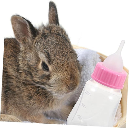 2Pcs Kitten Nursing Bottles Pet Feeder with Scale for Puppies and Newborn Small Animals Hand-Feeding Milk Container in Yellow and Pink