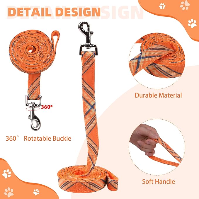 KOOLTAIL Thanksgiving Dog Harness for Small Medium Dogs,Dog Harness and Leash Set, Step in No Pull Soft Mesh Padded Adjustable and Reflective Pet Vest Puppy, Extra Harness for XS S Dogs Orange Plaid S