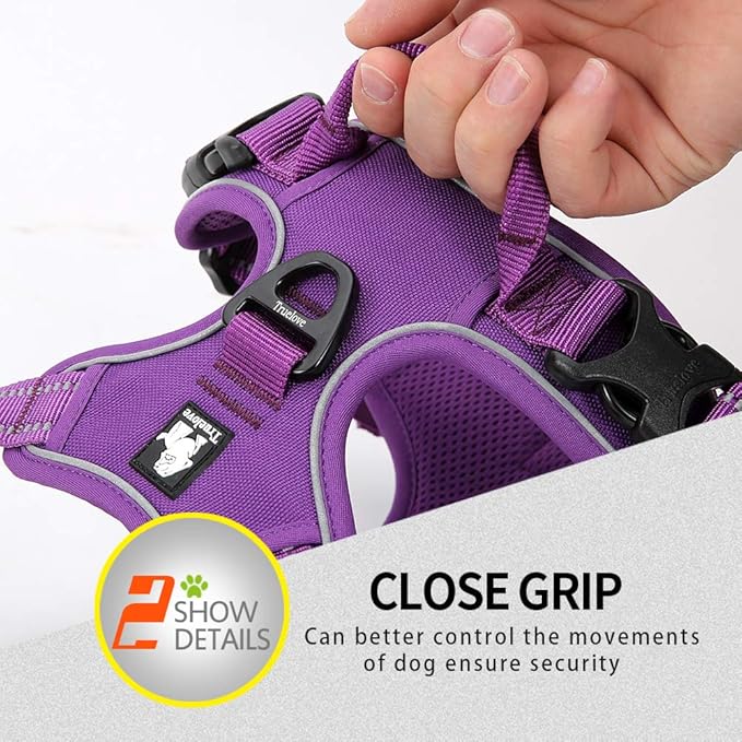 JUXZH Truelove No Pull Dog Harness with Easy Control Handle and 2 Leash Attachments ,Reflective Adjustable Pet Vest