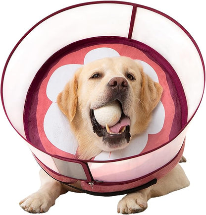 Inflatable Dog Cone Collar for Large Medium Small Dogs, Soft Dog Donut Collar Adjustable Recovery Cone for Pets After Surgery, Extra Enhanced Anti-Licking Guard Shield (Mangosteen, Large)