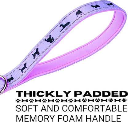 EcoBark Dog Leash - Soft & Reflective Comfort Leashes with Padded Handle - Soft, Strong, & Durable for Small, Medium or Large Dogs (Lavender)