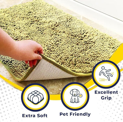 Muddy Mat® | Super Absorbent Door Mat Indoor, Microfiber Quick Dry Chenille Entryway Rug, Non-Slip Front Door Mat, Indoor Mats for Entryway, Machine Washable Pet Rug, Yellow 24" x 72"