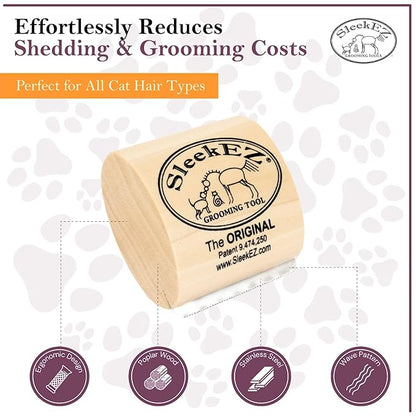 SleekEZ Cat Brush for Shedding & Cat Brushes for Indoor Cats | Pet Brush for Cats | Grooming Tool | Works for Short & Long Haired Pets | Great for All Fur Types | Made in USA | 1 pack | 2.5 inch