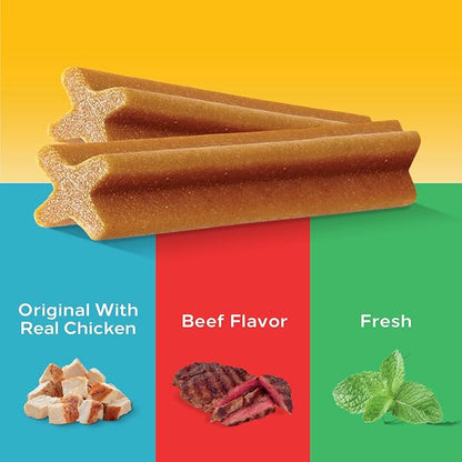 Pedigree Dentastix Dental Chews for Dogs, Small and Toy Breed Dog Treats, Original, Beef & Fresh Flavor, 2.36 lb. Variety Pack (157 Treats Total)
