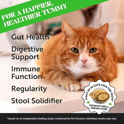 Cat Probiotics Gut + Immune Health Chews – Crunchy & Creamy Cat Treats for Digestive Health, Gut Flora & Constipation Relief – Supports Immunity, Regularity, & Healthy Digestion, 90-Day Supply Chicken