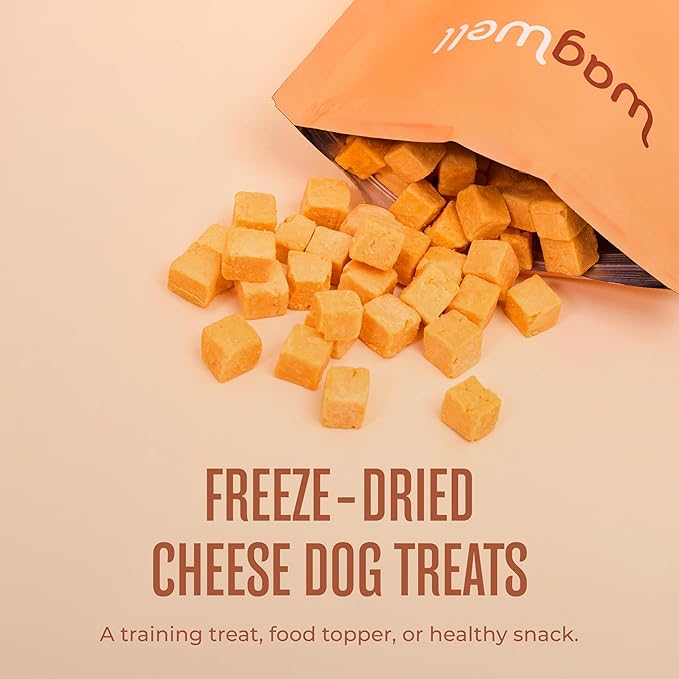 WagWell Freeze Dried Dog Treats, Cheese Flavor | Training Treats, Food Topper, Healthy Snack for Dogs | Human Grade, Grain Free, High Protein | All Natural, Made in USA | 5 oz Bag, 1 Pack