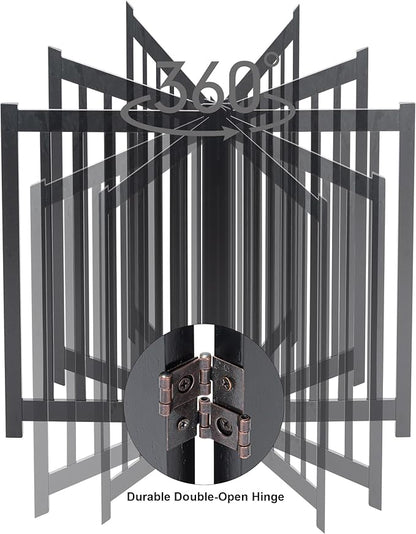 LZRS Freestanding Extra Wide Dog Gate 30 inch Tall - 4 Panels Solid Wooden Pet Gate for Doorways, Stairs, Hallways,Kitchens& Long Areas, Expandable & Foldable with Support Feet,Indoor Use,Black