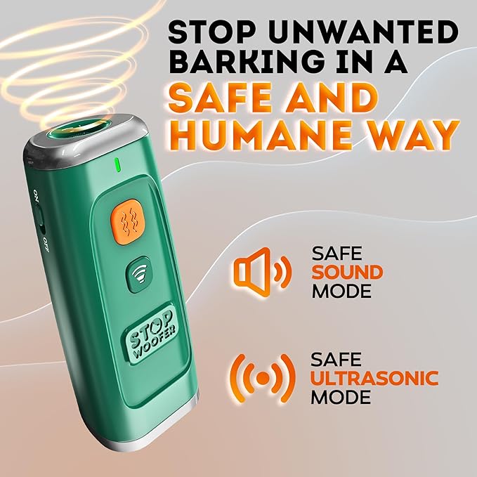 Stop Dog Barking Instantly – Ultrasonic Dog Bark Deterrent Device Humane No-Shock Barking Silencer & Dog Trainer for Indoor & Outdoor Use Effective Bark Control Solution for Small Medium Large Dogs