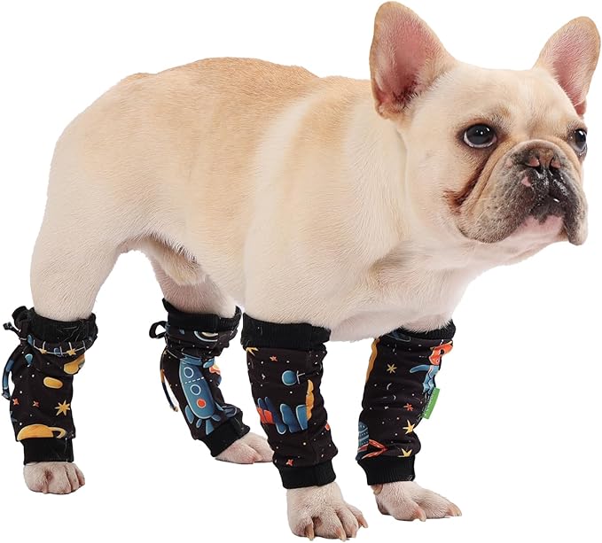 PetWarm Dog Recovery Sleeve 4pcs Set, Dog Leg Sleeve, Ideal for Comfort and Support During Pet Recovery, Suitable for Active or Support Recoverying Pet Use, Black Gold, L