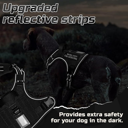 rabbitgoo Tactical Dog Harness for Large Dogs, No Pull Military Service Vest with Handle & Molle, Easy Control for Training Walking, Adjustable Reflective Straps, Black, XL