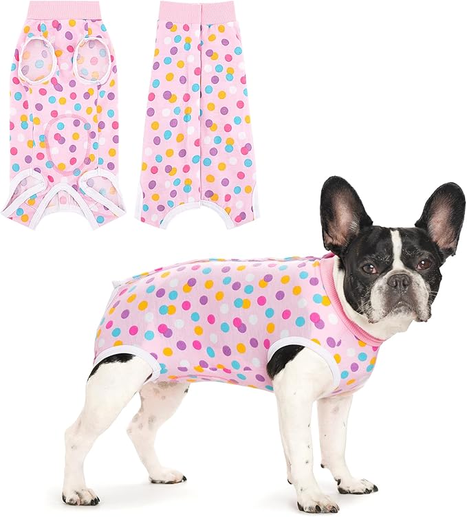 Coppthinktu Recovery Suit for Dogs After Surgery, Dog Onesie Surgery Recovery Suit for Female Spay, Soft Surgical Pajamas Bodysuits for Puppy to Prevent Licking Dog Cone Alternative Dots S