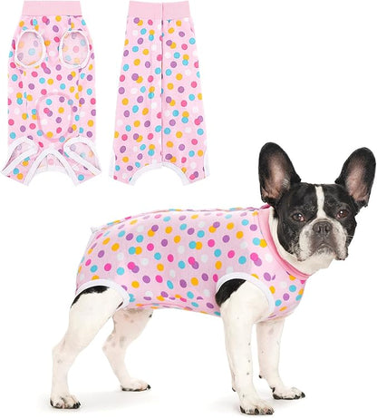 Coppthinktu Recovery Suit for Dogs After Surgery, Dog Onesie Surgery Recovery Suit for Female Spay, Soft Surgical Pajamas Bodysuits for Puppy to Prevent Licking Dog Cone Alternative Dots S