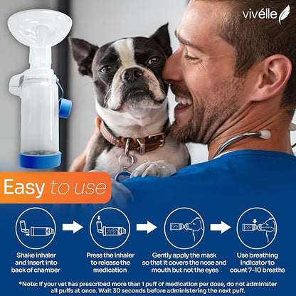 Vivelle Handheld Inhaler Spacer with 2 Masks for Cats and Small Dogs Inhaler Spacer for MDI