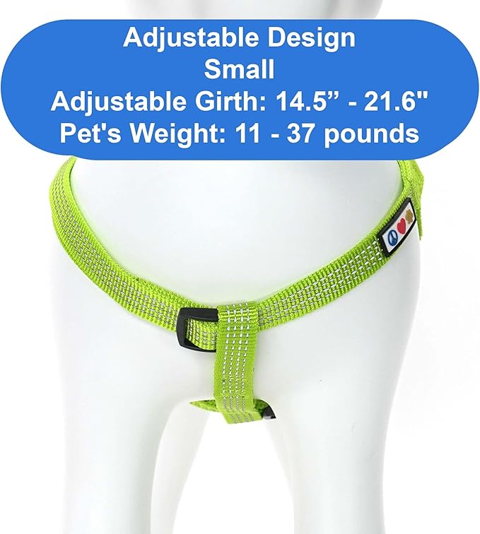 Pawtitas Reflective Step-in Dog Harness – Adjustable No-Pull Vest for Puppies to Seniors, Safe & Comfortable, S Green