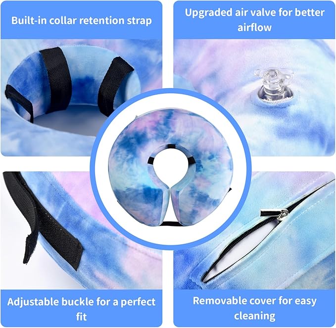 Inflatable Dog Recovery Collar, Dog Cone Collar for After Surgery, Prevent Dogs from Biting & Scratching Wound E-Collars to Help with Healing Soft Pet Recovery Collar Does