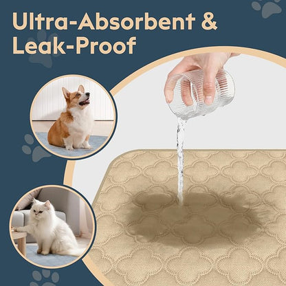 FunFurry Washable Pee Pads for Dogs - 2 Pack Reusable Pee Pads，Waterproof Puppy Pads，Pet Training Pads，Super Absorbent with Dog Paw Shape Non-Slip Backing (Cream, 31" X 36" - 2 Pack)