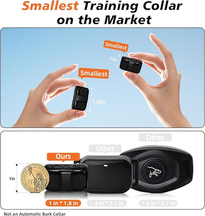 Tiniest Dog Shock Collar, Lightest Dog Training Collar with Remote for Small Dogs 5-30lbs & Medium Large Dogs/Puppies, Waterproof, Rechargeable, 1300ft Range (Black&Ultra Tiny)