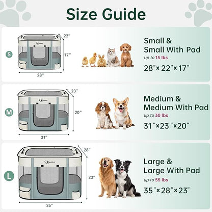 Dog Playpen,Cat Pet Puppy Pen,Portable Playpens for Dogs Indoor Outdoor Travel Camping Use,Foldable Dog Kennel Tent Crate for Rabbit Small Animals with Carrying Case (Grey, Large)