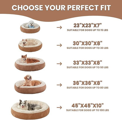 45 inches Donut Dog Bed for Extra Large Dogs,Calming Round Jumbo Pet Bed with Removable Cover, Washable Milk Plush Faux Fur, Fits Pets up to 100 lbs(Mocha,XL)