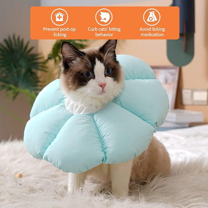 Avont Cat Cone Collar Soft, Adjustable Recovery E Collar Alternative for Cats Kittens Puppies, Elizabethan Neck Cone of Shame to Prevent Licking Biting After Surgery Protect Wounds -Blue(S)