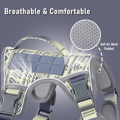 AUNZO No-Pull Dog Harness for Small Breeds, Anti-Escape Walking Reflective Adjustable Lightweight Puppy Vest, Breathable Oxford Material, Easy On/Off With Neck Buckle, Gray XS