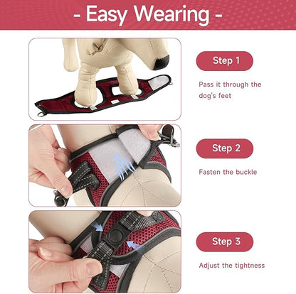 Dog Harness for Small Dogs and Leash Set, Honeycomb Grid, Reflective Lightweight Harness & Anti-Twist Pet Lead Multi Color, Size: XS-S-M. (S, Deep Purple)