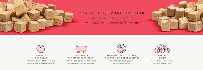 Crumps Naturals Mini Trainers Freeze Dried Pork Hearts 1.9oz, Dog Treats