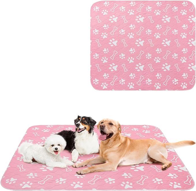 BEAUTYZOO Washable Pee Pads for Dogs, 72" x 72" Extra Large Reusable Puppy Pads, Absorbent Potty Training Dog Mats, Non-Slip Pet Whelping Pads for Incontinence, Housebreak, Crate, Bed, Playpen, Pink