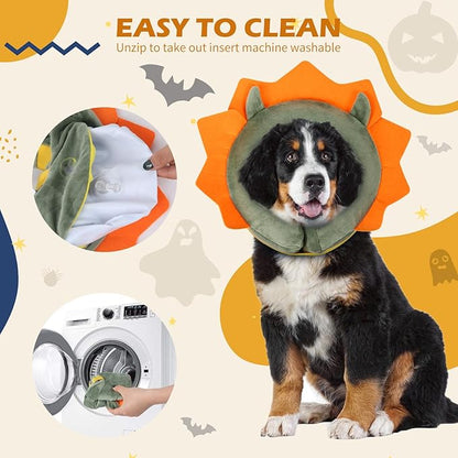 IEUUMLER Inflatable Recovery Dog Collar, Protective Donut Cone, Adjustable Soft Collar for Dog and Cat After Surgery Prevent from Biting & Scratching EU002 - Green Demon M