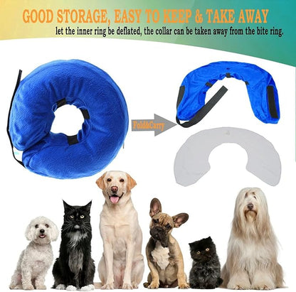 Inflatable Dog Cone Collar Soft Dog Recovery Collar Adjustable Pet Neck Protector After Surgery to Prevent Biting Licking