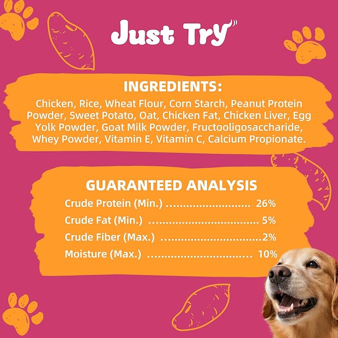 Just Try 15 OZ Dog Biscuits Sweet Potato Flavor Gut Health Support Training Treats Healthy Dog Treats