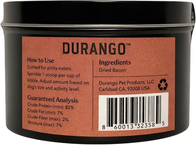 Durango Bacon Dog Food Topper, Savory Bacon Dog Food Topper for Dry Food, Protein Dried Mixer, High-Value Treat Style Meal Enhancer for Picky Dogs, 120+ Servings