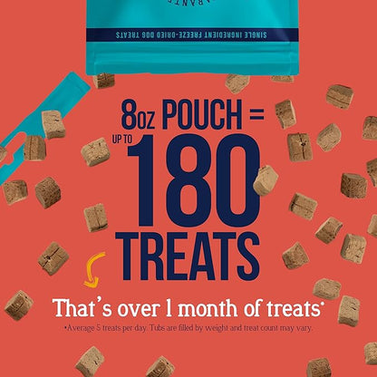 Stewart 100% Beef Liver Dog Treats, 8 oz Pouch, ~180 Pieces, Freeze Dried Raw, Single Ingredient, 50% Protein Training Treats or Meal Topper, Grain Free, Gluten Free
