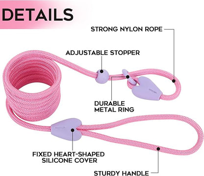 Slip Lead 6 FT Dog Training Leash - 6 Color Slip Leads for Medium Dogs - No Pull Dog Leash (Pink)