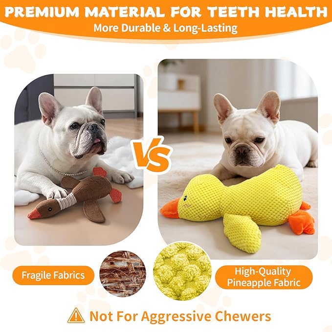 Dog Calming Duck Toy, 2026 New Interactive Plush Duck Toy with Quack Sound and Crazy Crinkle for Dogs Keep Busy, Soft Stuffed Calming Pillow for Puppy Reduce Boredom -Yellow, 17.7"x14.9"(L)