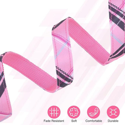 Dog Collar and Leash Set for Small Dogs, Adjustable Soft Puppy Collar with Quick Release Buckle, 5FT Heavy Duty Nylon Matching Leash for Boy Girl Chihuahua, Yorki, Bulldog, Pink S