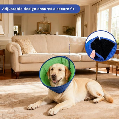 JWShang Soft Dog Recovery Collars Cones – Breathable Adjustable Comfort Cone for Small Medium Large Dogs to Stop Licking After Surgery, Elizabethan Recovery Collar Alternative (Blue, L)