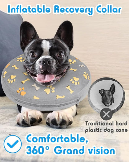 Inflatable Dog Pillow Cone Collar After Surgery, Donut Soft Neck Cone for Golden Retriever & German Shepherd Extra Large Dogs, etc, Recovery E Collar to Stop Licking Paw