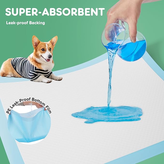 Dog Puppy Pads, Pee Pads for Dogs Potty Training, Ultra-Absorbent 6-Layer Leak-Proof, Quick-Dry Surfac, Regular Size 22"x22" ,100 Count