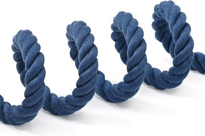 Mile High Life Dog Leash, Braided Cotton Rope Leashes with Leather Tailor Tip with Leather Tip - Heavy Duty Metal Clasp, 4FT, 1/2" Thick - Wedding, Walking Leash for Medium Large Dogs(Navy)