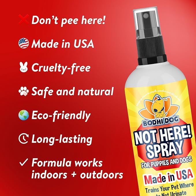 Bodhi Dog Not Here! Spray & Potty Training Spray - Dog Training Corrector for Indoor/Outdoor Use - Stops Urination & Marking - Housebreaking Solution Bundle for Dogs & Puppies (8 Fl Oz)
