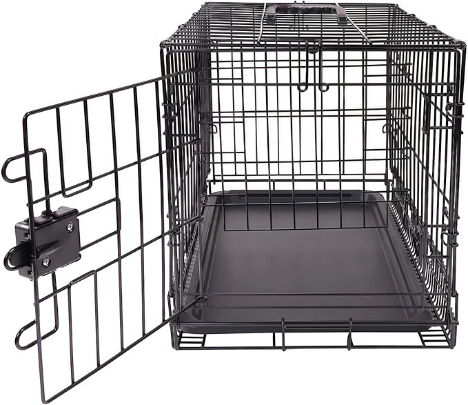 Amazon Basics Portable, Foldable Metal Wire Dog Crate with Removable Tray, Single Door, Divider Panel, Quick Setup, 30 x 19 x 21 in, Black
