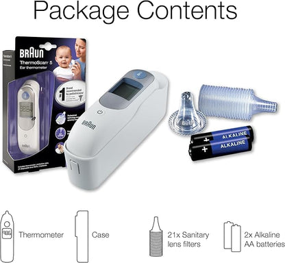 Braun ThermoScan 5 Ear Thermometer, Digital Display, Baby and Infant Thermometer with ExacTemp Stability Indicator for Professional Accuracy, Recommended by Pediatricians