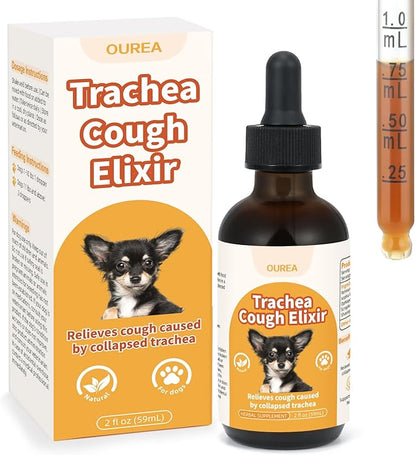 Ourea Collapsed Trachea Treatment for Dogs, Dog Cough Treatment, Trachea Cough Elixir, Natural Herbs Help Dogs Breathe Smoothly and Support Tracheal & Respiratory Health (2 fl oz)