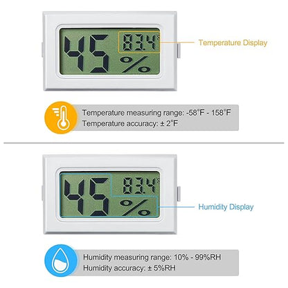 Weewooday Mini Digital Temperature Humidity Meters Gauge with Probe Gauge LCD Fahrenheit Display Thermometer Hygrometer for Incubator Reptile Plant Greenhouse Chicken Coop Garden(White, 3 Pieces)