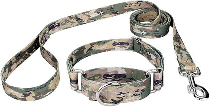 Country Brook Petz - Mountain Viper Camo Martingale Dog Collar and Leash - Camouflage Collection Featuring Rugged Designs (5/8 Inch, Small)