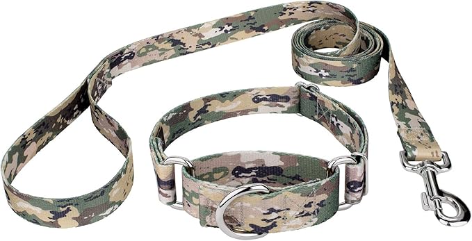 Country Brook Petz - Mountain Viper Camo Martingale Dog Collar and Leash - Camouflage Collection Featuring Rugged Designs (1 Inch, Extra Large)