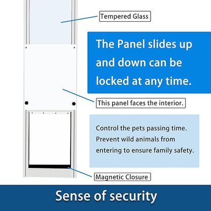 Extra Large Dog Door for Sliding Glass Doors, Adjustable Height 91.73"-97.64",Magnetic Closing Curtain.